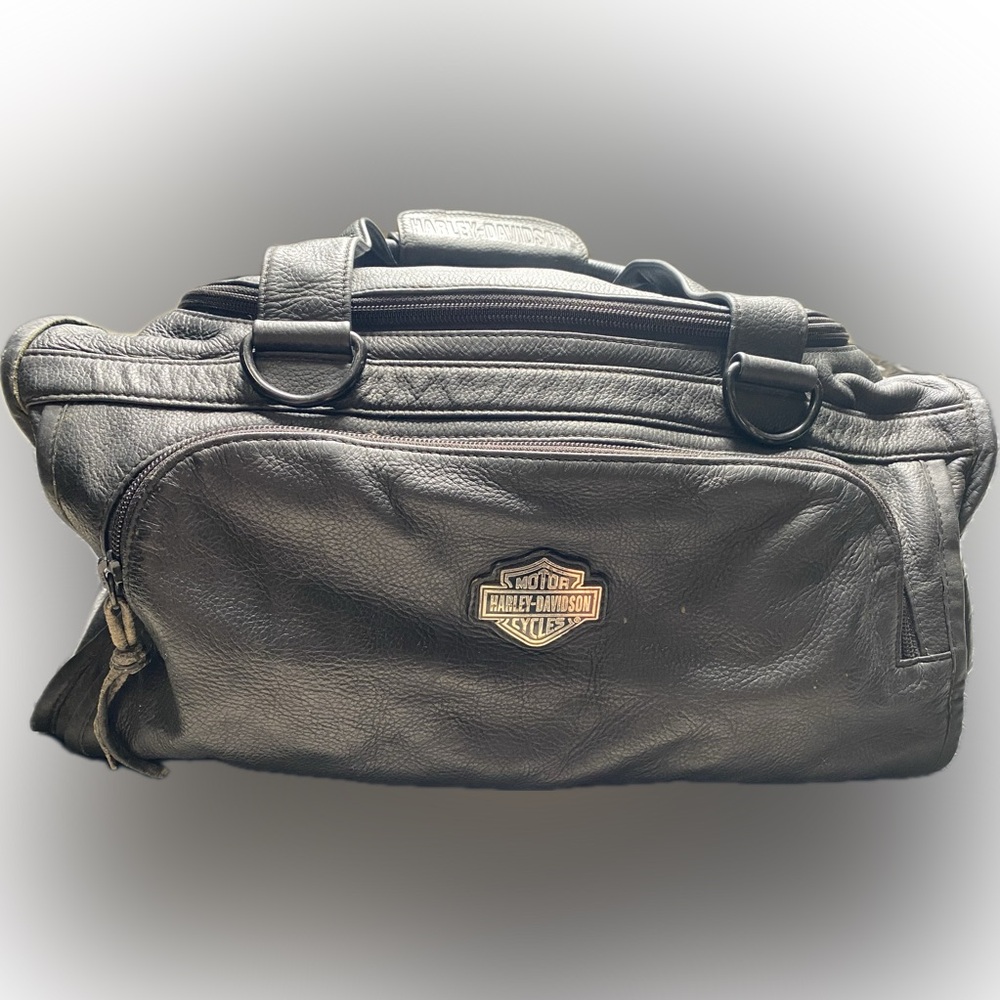 Harley-Davidson Black Leather Duffle Bag